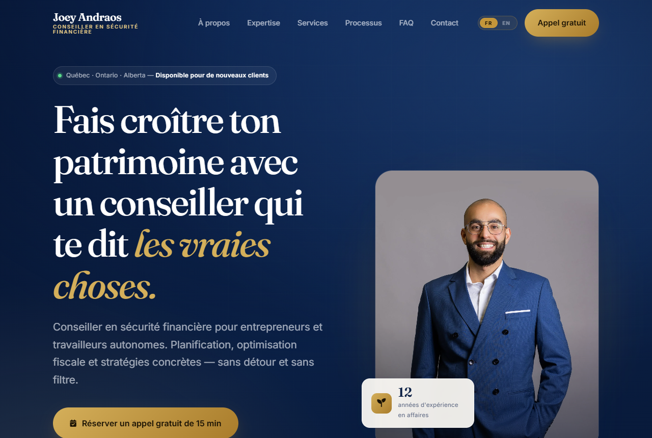 Joey Andraos website — financial security advisor